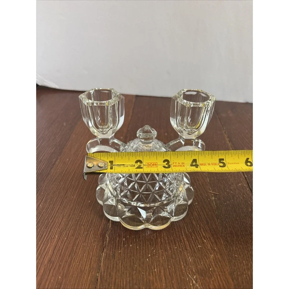 Laced‎ Edge Clear by Imperial Glass Ohio Double Light Candle Stick